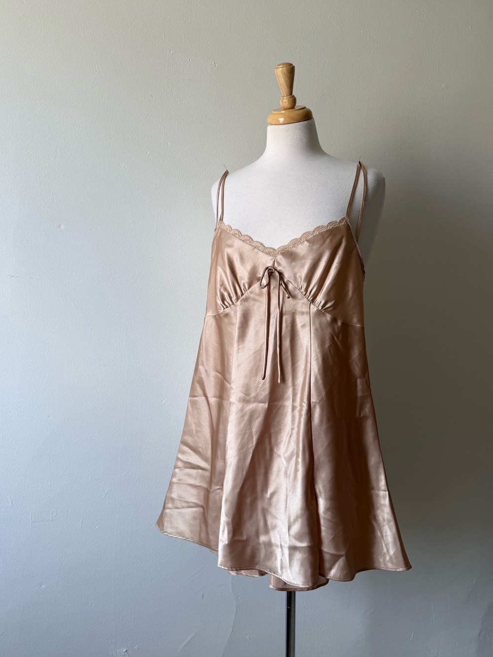 Vintage La Senza Champagne Satin Babydoll Slip Dress